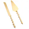 Bowls 2Pcs Heart Shape Handle Cake Cutter Golden Shovel Knife Wedding Server Set Party Baking Divider B