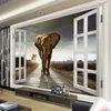 Fonds d'écran 3D Window Elephant Po Wallpaper Mural For Living Room TV Background décor mural S 3 D Animal imperméable