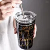 Canecas Milk Tea Glass Straw Cup suco portátil reutilizado com alta resistência à temperatura Capacidade criativa Drinkware