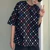 Summer Cotton Short Sleeved T-shirt Men Fashion Colorful Plaid Tshirt Men Streetwear Hip-hop Loose Hollow Out T Shirt Mens Tops 240329