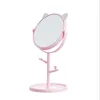 Makeup Mirror Table Top Countertop Base for Bathroom Travel Plain Pink Cat Ears Mirrorfor bathroom travel mirror