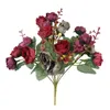 Fleurs décoratives Simulation de qualité parfaite 7 Branches 21 Roses Garland Artificiel Composé Bouquet de rose pour la fête de la maison de mariage