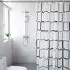 Rideaux de douche rideau moderne en acier inoxydable grommets translucides en réseau carré de salle de bain mildiou et étanche