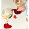 Bicchieri da vino 1 pezzo adorabile tazza di forma a forma di cuore rosso con calice in vetro con stelo intrecciato rosa 300 ml 10 once