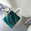 Boodschappentassen groenblauw en gouden agaat textuur TOESE TOTE TAG Women Marble Geometrische Canvas Shopper Schouder Grote capaciteit Handtas