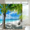 Duschvorhänge Seaside Landschaft Outdoor Vorhang Strand Hawaii Kokosnussbaum Island Natur Polyester Stoff Hängende Badezimmerdekoration