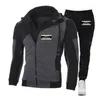 Suits-survêtement masculins 2024 HOMME MOTO GUZZI PRINTEMPS ET AUTUME Couleur décontractée Assormissement de conception Sweat à capuche High Street Diagonal Zipper