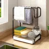 Kitchen Storage Dish Rack Spice Household Countertop Wall Hanging Artifact Dishcloth Shelf Towel Drain Desktop Hual-Use