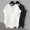 Simple Street Extra Large Solid Color Zipper Hooded Sleeveless Sweater For Men And Women In Autumn Ins Korean Loose Vest Summer 240328
