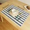 Table Cloth Placemat Cotton Stylish Western Style Atmosphere Enhancement Blue Gingham Stripe Pattern Fully Washed