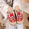 Casual Shoes Summer Women Slippers Embroider Elegant Flat With Cotton Leisure Handmade Ladies