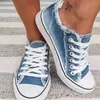 Casual schoenen 2024 Spring blauw canvas voor vrouwelijke veter sneakers platte mode student running zapatos de mujer