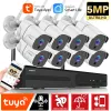 System Tuya 5MP Wireless Camera System 8ch WiFi NVR Kit utomhusvattentät WiFi IP Security Camera Set 4ch CCTV Video Surveillance Kit