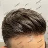 TOUPEEESナチュラルヘアライン0.02mm 0.04mm 0.06mm薄い肌の人間の髪の毛細血管毛細er剤男性用Toupee 90％密度マイクロクノットヘアシステム