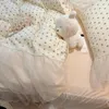 Ensembles de literie Princesse en mousseline de mousseline de coton coquette de couette avec jupe de lit toute douce courtepointe florale et taie d'oreiller