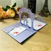 50 pieces 3D Pop-Up Blush Pink Wedding Invitation Personalized PrintLaser Cut Pocket Bride and Groom Greeting Invite Card IC144 240323