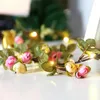 Fiori decorativi simulato Decorazione di fiori di rosa Ledgreen Vine Light String Battery Model Christmas Home