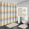 Shower Curtains The Vertical Striped Pattern Curtain Sets Classic Straight Fabric Bathroom Set Decor