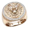 925 Sterling Silver Vermeil Solid 10K Gold Lion Head Diamond Ring voor mannen 0.3CT HIP HOP RING Pinky Ring