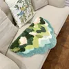 Carpets Green Comfortable Tufted Rug With Multilevel Mountain Pattern Flocking Non-slip Bottom Soft Touch Bedroom Decor