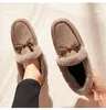 Sıradan Ayakkabı Kadın Kış Kabarık Pamuklu Sıcak Düz Loafers için Peluş Moccasins Üzerinde Kayma Zapato de Mujer