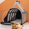 Kattbärare bärbar andningsbar husdjursbärare för väska vikbara hundar handväska mjuk transportkatter hund djurtransporter