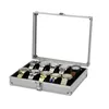 Смотреть коробки Vansiho Fashion Home Aluminum/Pu Watch Box 6/10/12 Сетка Стакана со стеклянным окном для друзей для друзей