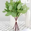 Decoratieve bloemen 8 stks/boeket groene kunstmatige bladeren grote eucalyptus blad planten bruiloft decoratie nep voor huizen tuin feest decor