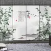 窓ステッカー中国語スタイルの竹パターンプライバシーフィルムリビングルームキッチンスライディングドア静的しがみつく霜のついたガラスフィルム