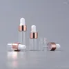 Bottiglie di stoccaggio 10/20pcs Mini Dropper vetro vuoto Olio essenziale Punte di cappuccio in oro rosa 1 ml 2ml 3 ml 5 ml