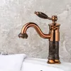 Bathroom Sink Faucets Basin Faucet Water Mixer Tap Vessel Gold Light Luxury North Europe Style Brass And Jade