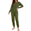 Ropa casera para mujeres pijamas set pijama manga larga ropa de dormir ropa de dormir suave damas traje de ropa de casa con bolsillos