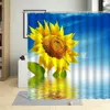 Shower Curtains Summer Sunflower Flowers Curtain Beautiful Bloom Natural Landscape Bathroom Home Decorative Cloth With Hook Waterproof