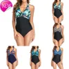 Designer Sexy Bikini Sets 2024 Nieuwe mode dames vrouwen hangen open rug patchwork bedrukte halter nek s cross-riem v-neck eendelig zwempak sexy