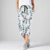 Frauenhose für Frauen trendige Sommerblumen -Solid -Taschen GLASTE GURT Taille mit mittlerer Länge Hosen Weitbein Jogginghose