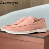 Casual Shoes Kid Suede Flat Women Slip On Loafers Lady Mules Round Toe Comfy Walk Kvinna