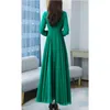 Casual Dresses Spring Autumn Maxi Fashion Female Vintage Full Sleeve Solid A-Line Chiffon Dress Women Long Muslim