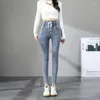 Jeans pour femmes pantalon à taille haute de taille haute pour femme avec poches pantalon gris bleu skinny lâche rétro une esthétique R Z des années 90