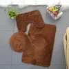 Tapis de bain Tapis de tapis de moquette Couleur solide antidérapante 3pcs Couvercle de toilette de salle de bain Pad-Shape