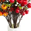 Dekorative Blumen Simulation Granatapfelzweigblätter rot künstliche falsche Obstflores für Zuhause Christma Vase Dekoration im Freien Garten
