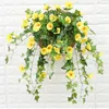 Decorative Flowers 65.5cm Simulation Morning Glory Fake Plant Vine Flower Rattan Plastic Wall Hanging Wedding Party Home Decor