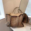 Kvällspåsar Böhmen stor halmvävd axel för kvinnor 2024 Summer Trend Tassel Resort Tote Bag Kvinnlig vintage strandhandväska handväska