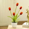 Fleurs décoratives simulées à cinq têtes Bonsai Bonsai Silk Decoration Plastique Simulation Plant Vase Bouquet Ornement