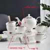 Kubki Europejski wytłoczony ceramiczny kubek kawy Kość China garnki Taca Teapot Zestaw herbaty świąteczny Prezent
