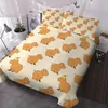 Conjuntos de roupas de cama abençoando o círculo amarelo 3D Kawaii desenho animado.