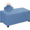 Chair Covers Elastic Ottoman Stool Cover Stretch Polar Fleece Footstool All-inclusive Rectangle Slipcover Living Room