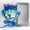 Decorative Flowers Artificial Soap Flower Rose Bouquet Gift Bags Valentine's Day Birthday Wedding Home Decor 18 Box