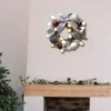 Decorative Flowers Christmas Wreath String Light Pine Leaves Outside For Front Door Dining Room Living Office Fireplace Garden