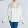 Camicette da donna 2024 camicia raso per donne musulmane sciolte di seta a maniche lunghe sovradimensize