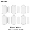 Detector Taiboan sem fio 433MHz Sensor da janela da janela Mini Sensor de alarme armado Desarmado para Sistema de Alarmes de Segurança em casa Controle remoto